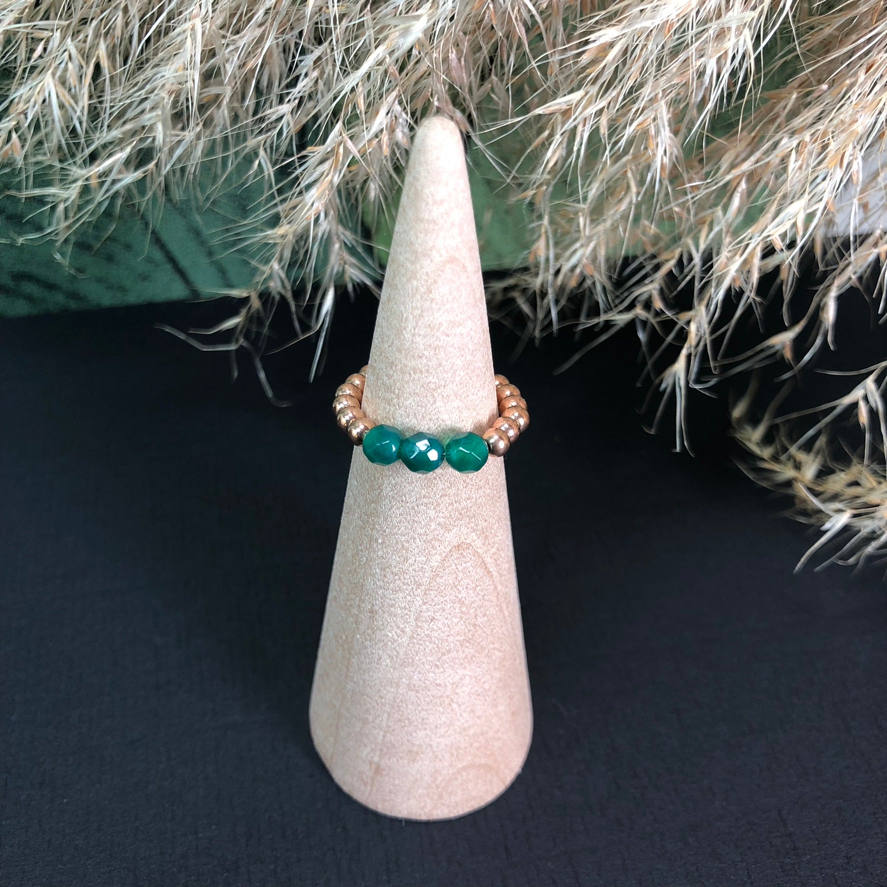 Bague Déméter - Agate verte - Croissance - version 1