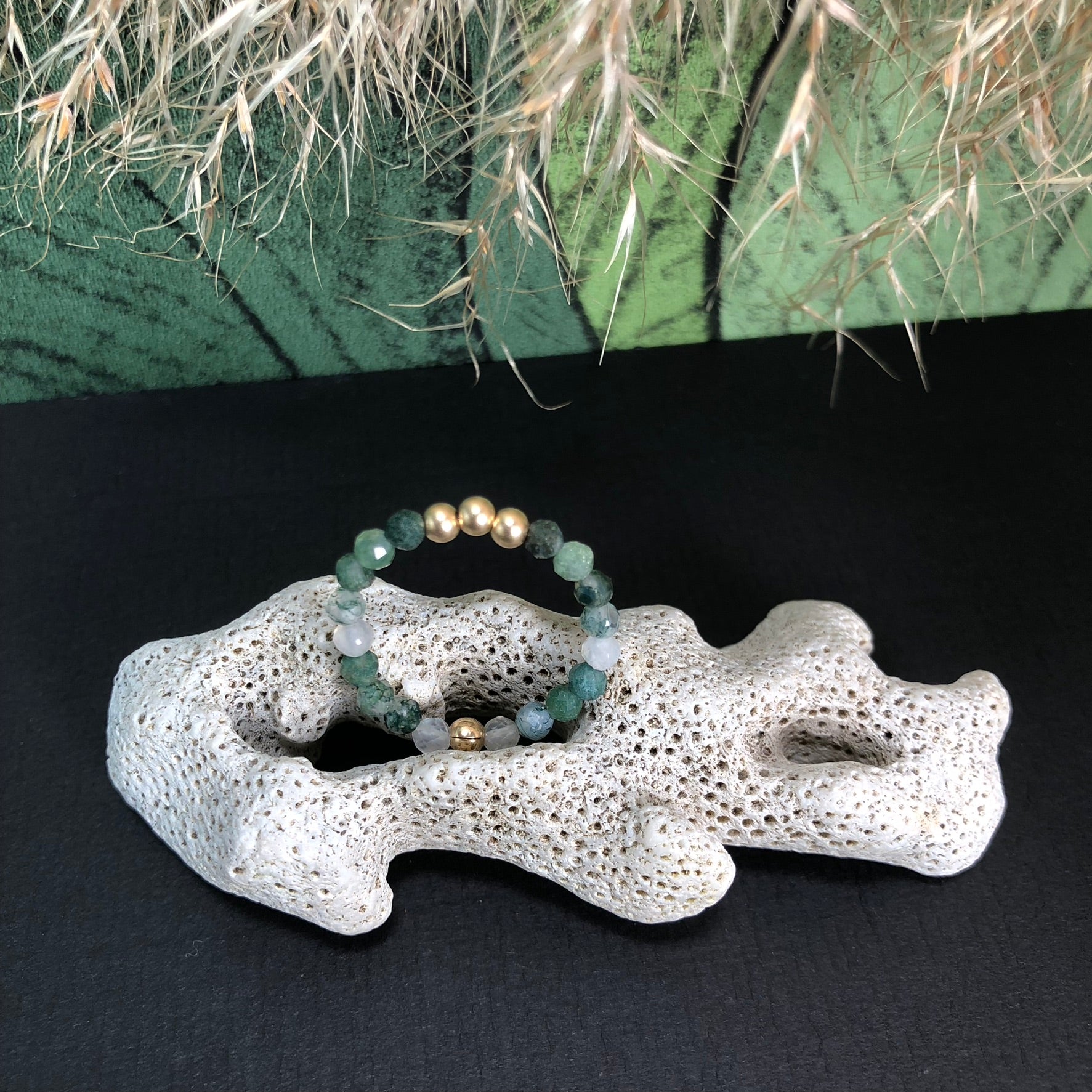 Bague Ostara - Agate mousse - Renouveau - version 1