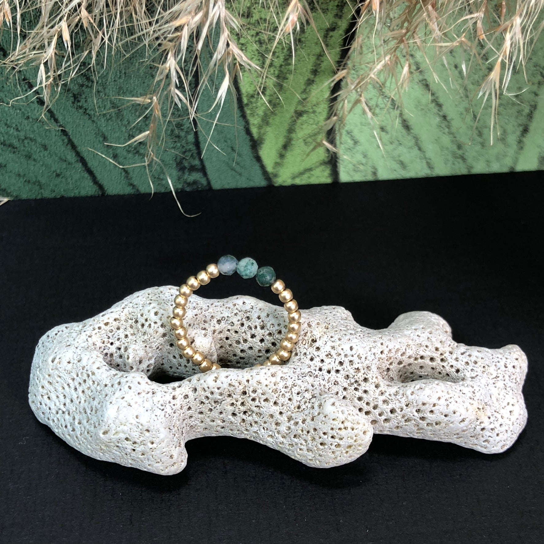 Bague Ostara - Agate mousse - Renouveau - version 2