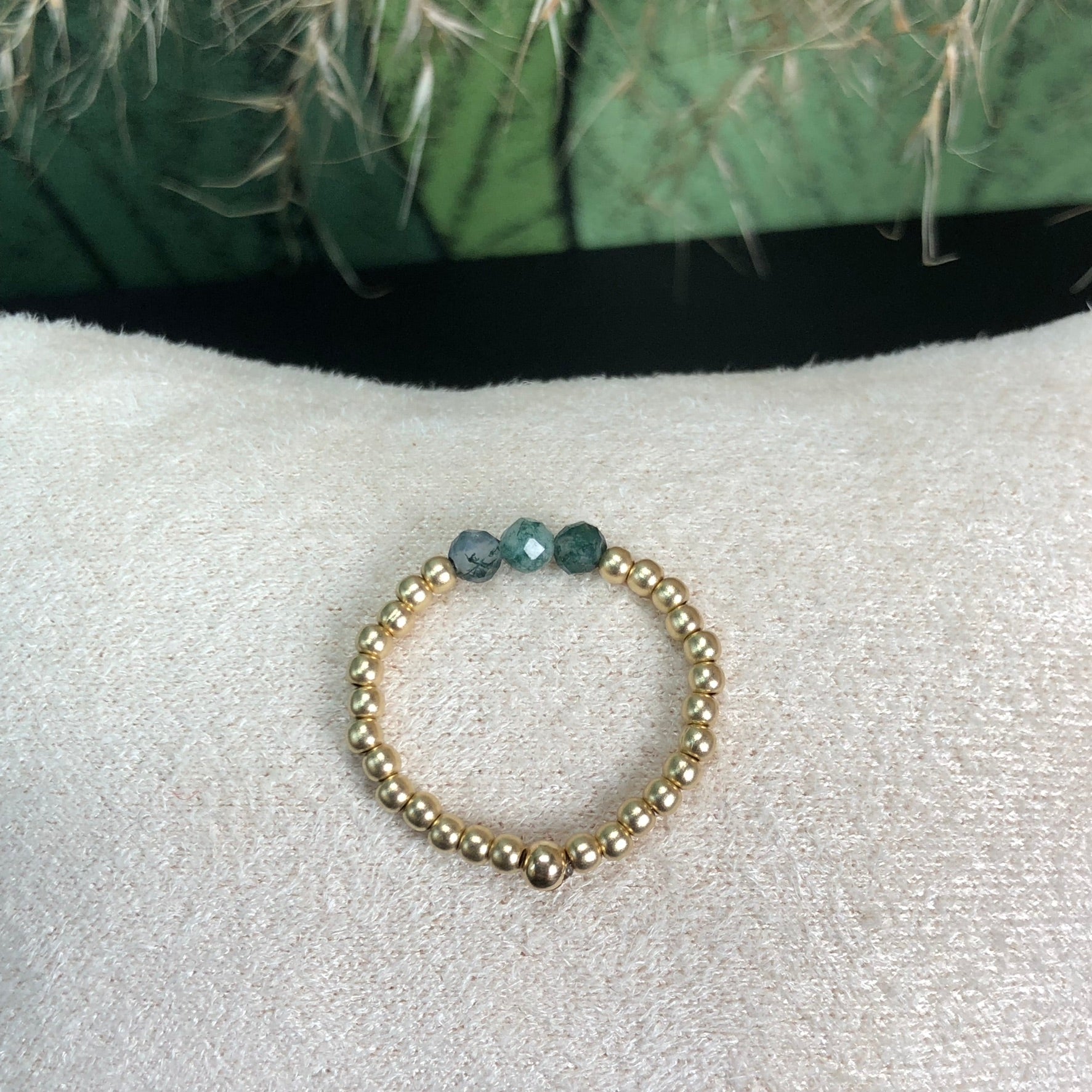 Bague Ostara - Agate mousse - Renouveau - version 2