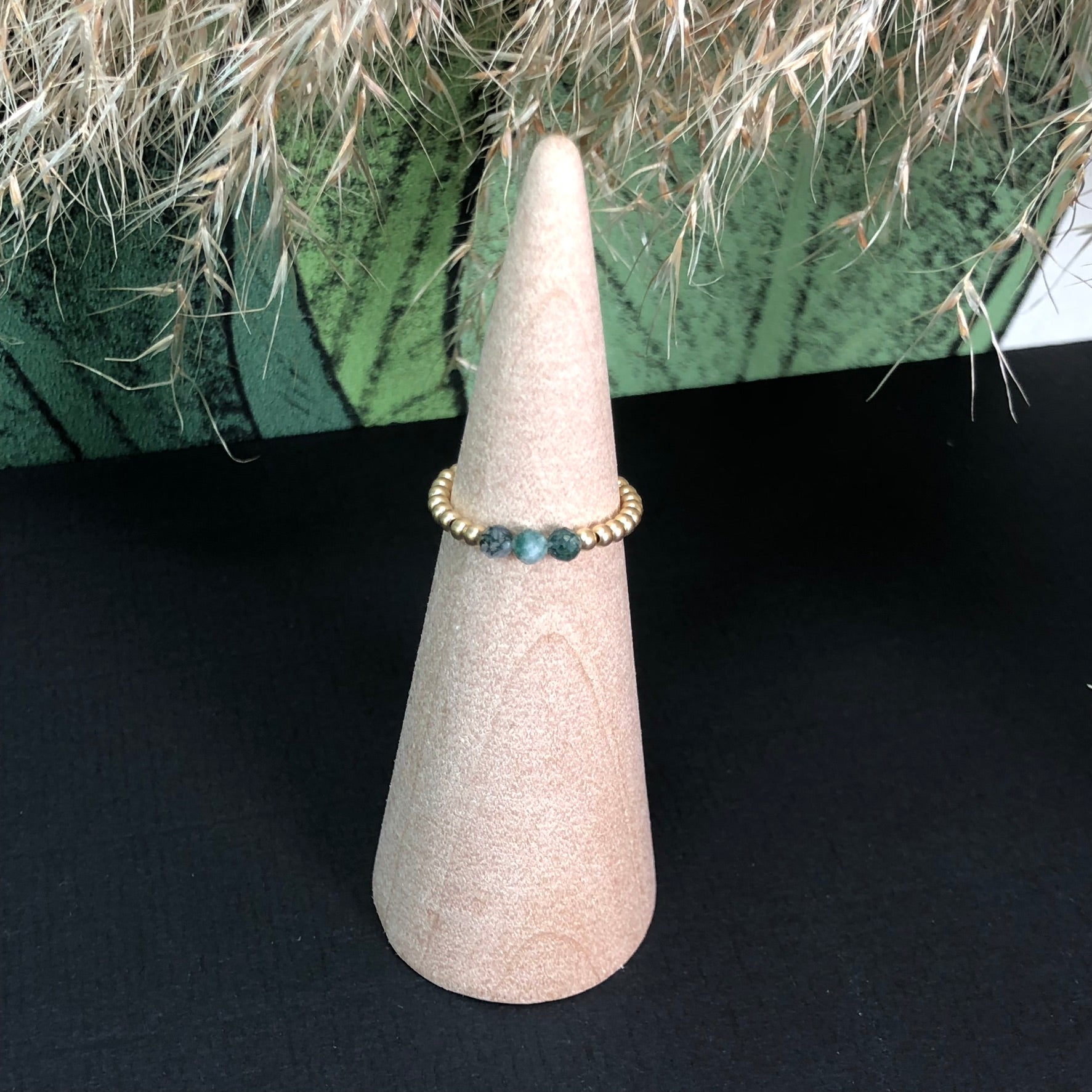Bague Ostara - Agate mousse - Renouveau - version 2