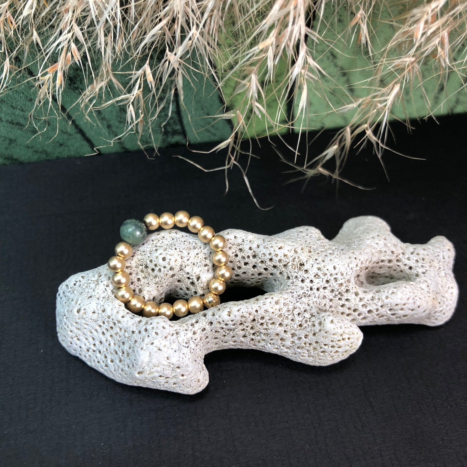 Bague Gaïa - Jaspe vert - Ancrage