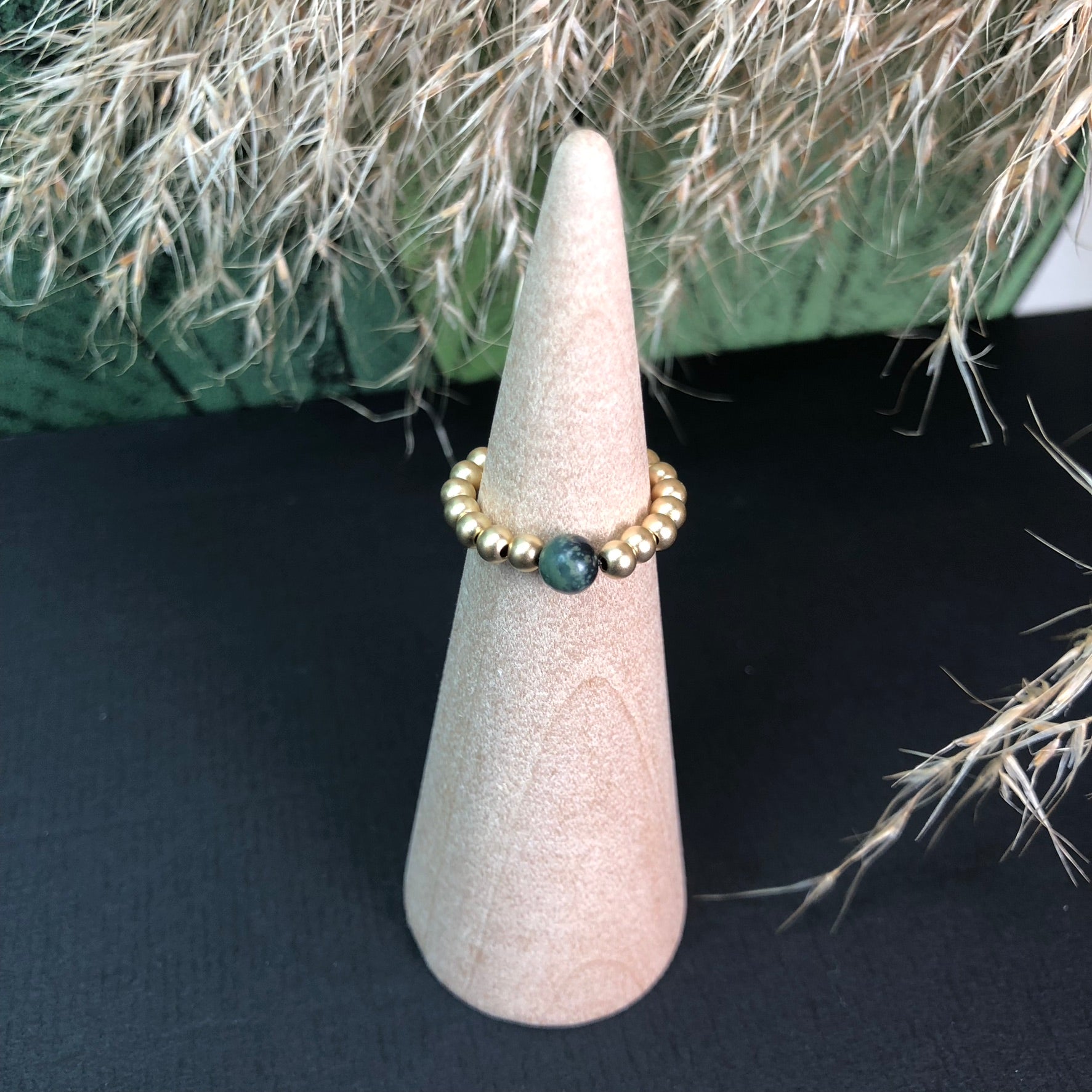 Bague Gaïa - Jaspe vert - Ancrage