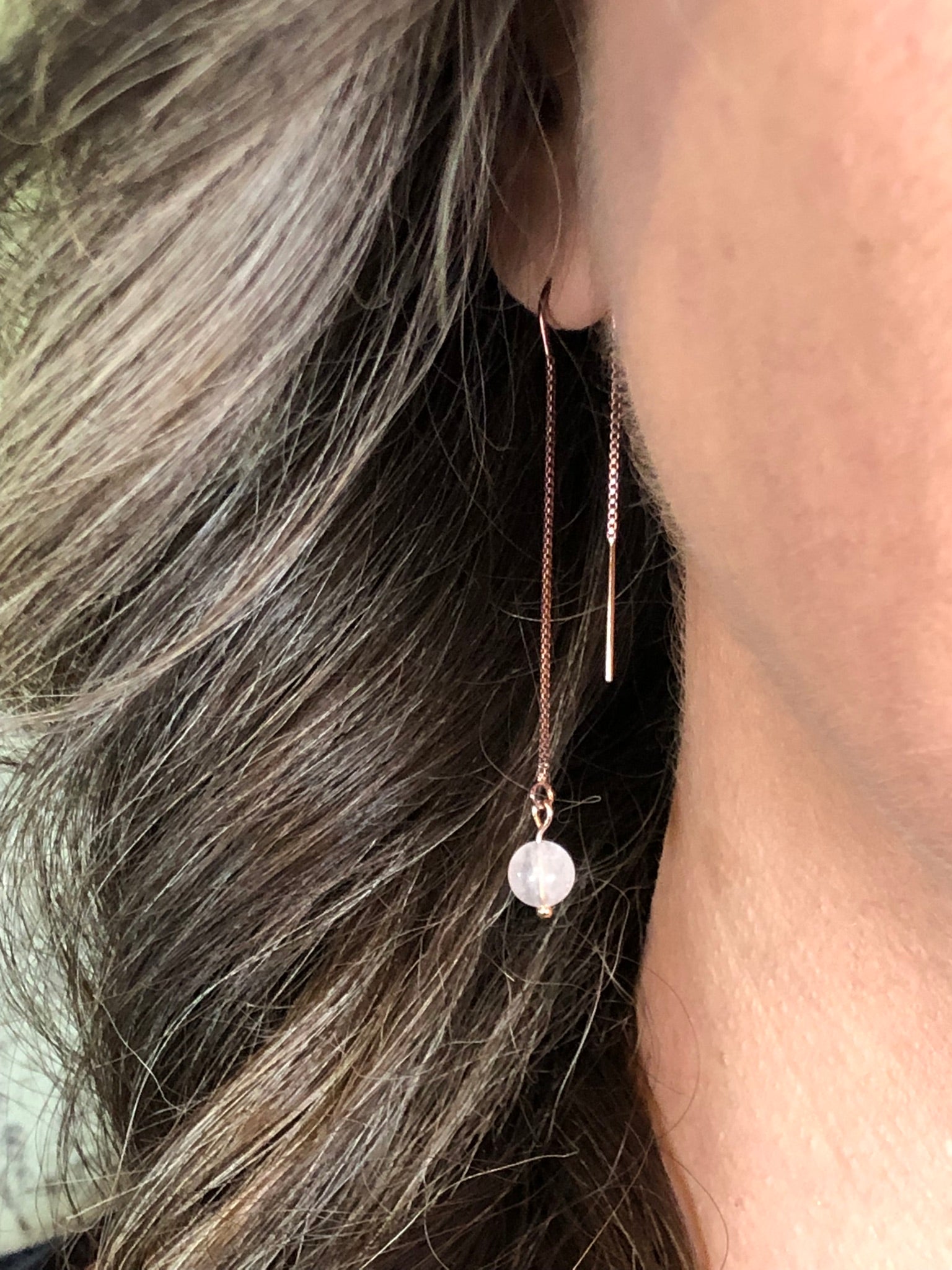Boucle d'oreille Aphrodite - Quartz rose - Amour - 1 perle