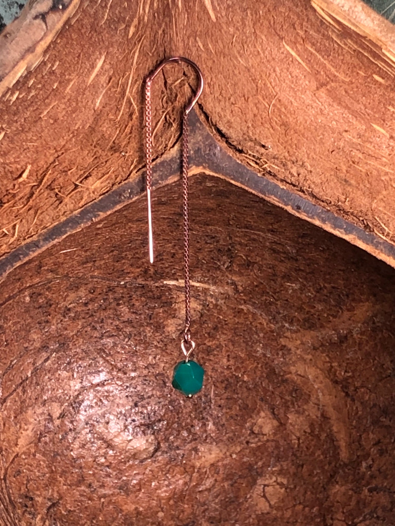Boucle d'oreille Déméter - Agate verte - Croissance - 1 perle