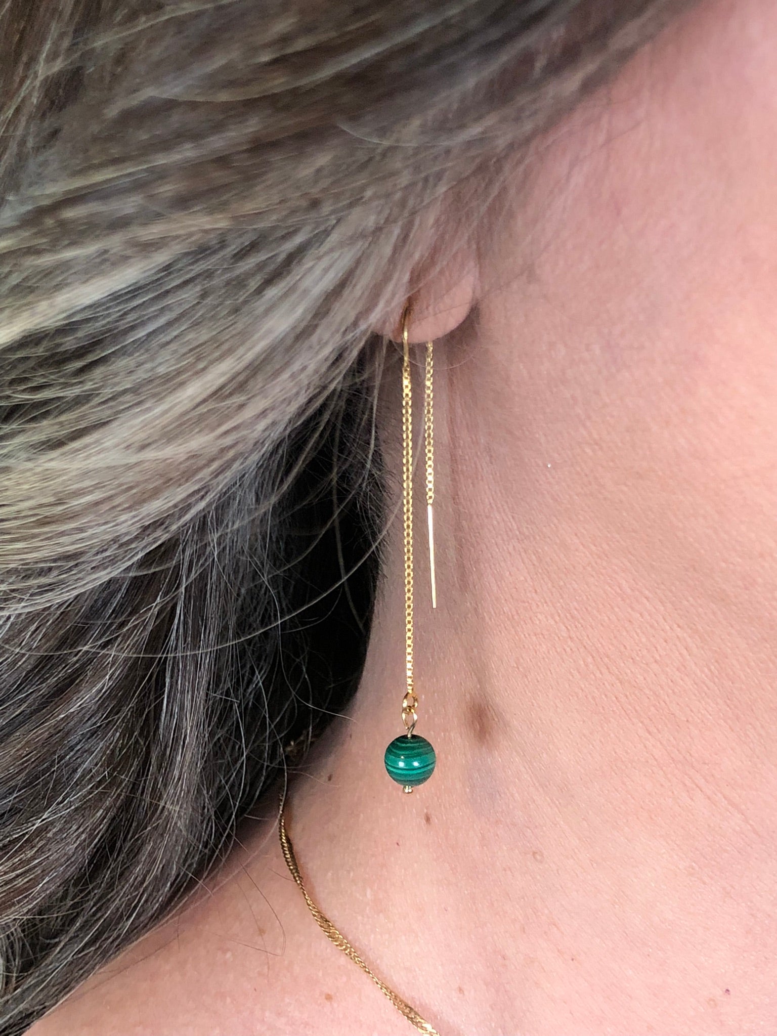 Boucle d'oreille Hathor - Malachite - Transformation - 1 perle