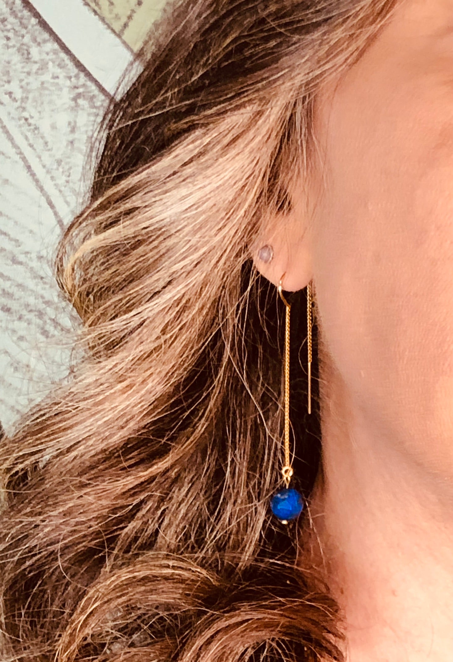 Boucle d'oreille Isis - Lapis-lazuli - Conscience - 1 perle