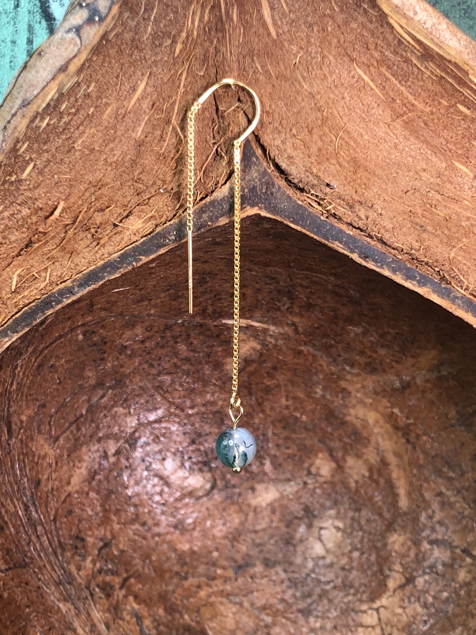 Boucle d'oreille Ostara - Agate mousse - Renouveau - 1 perle