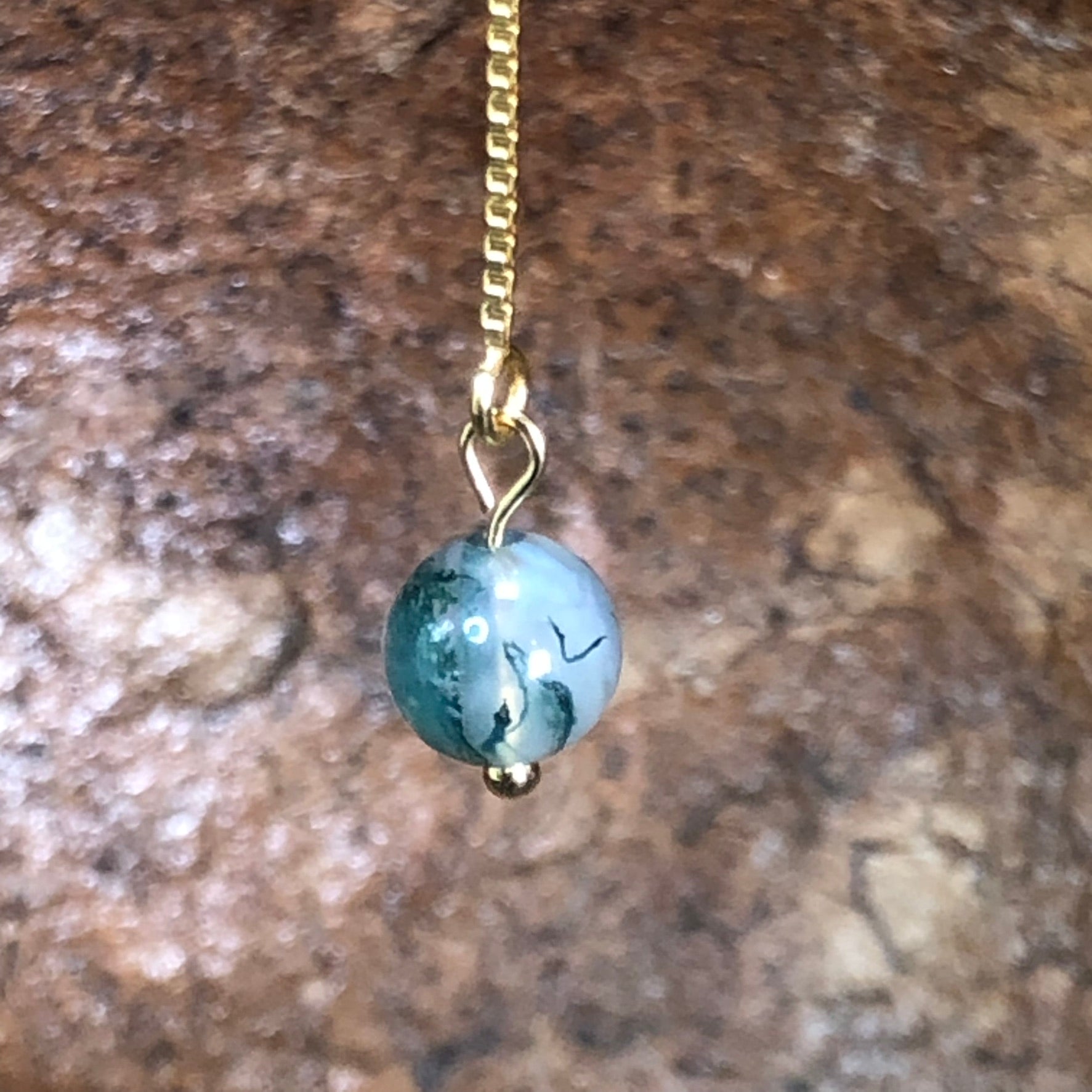 Boucle d'oreille Ostara - Agate mousse - Renouveau - 1 perle