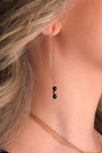 Boucle d'oreille Athéna - Agate noire - Clarté - 3 perles