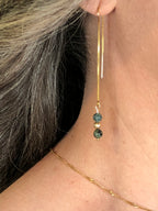 Boucle d'oreille Gaïa - Jaspe vert - Ancrage - 3 perles