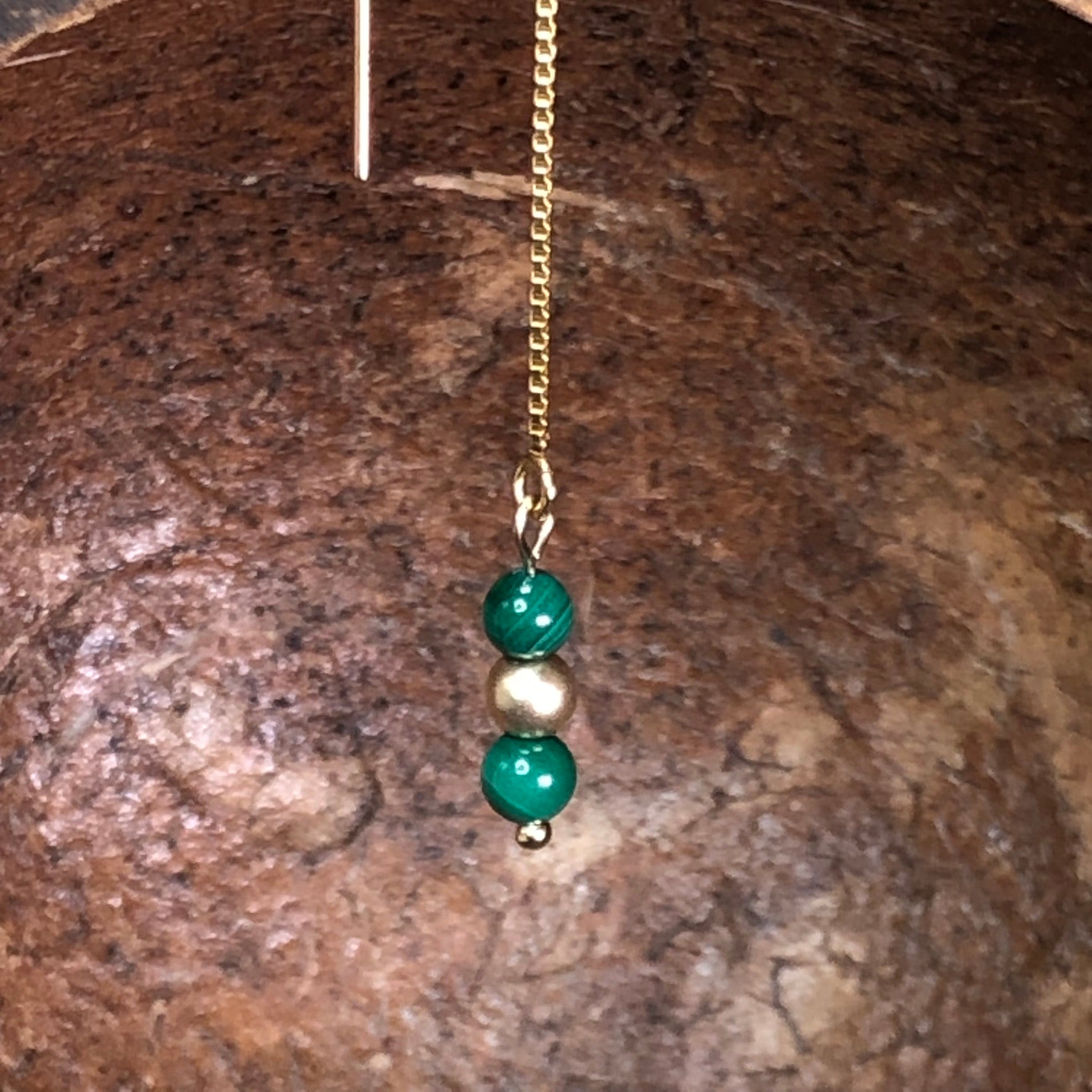 Boucle d'oreille Hathor - Malachite - Transformation - 3 perles