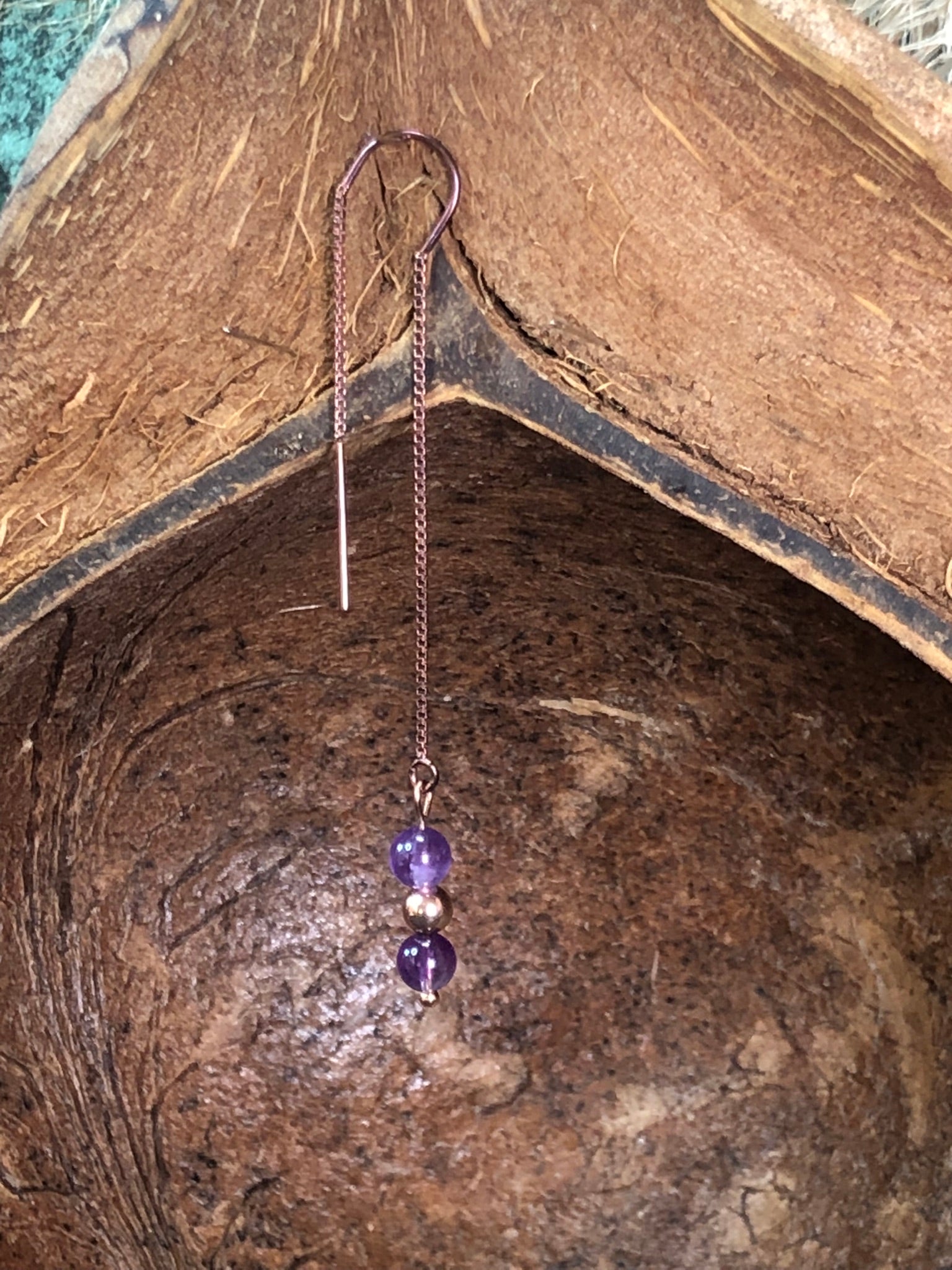 Boucle d'oreille Hécate - Améthyste - Vision - 3 perles