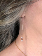 Boucle d'oreille Iris - Cristal de roche - Alignement - 3 perles