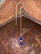 Boucle d'oreille Isis - Lapis-lazuli - Conscience - 3 perles