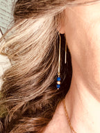 Boucle d'oreille Isis - Lapis-lazuli - Conscience - 3 perles
