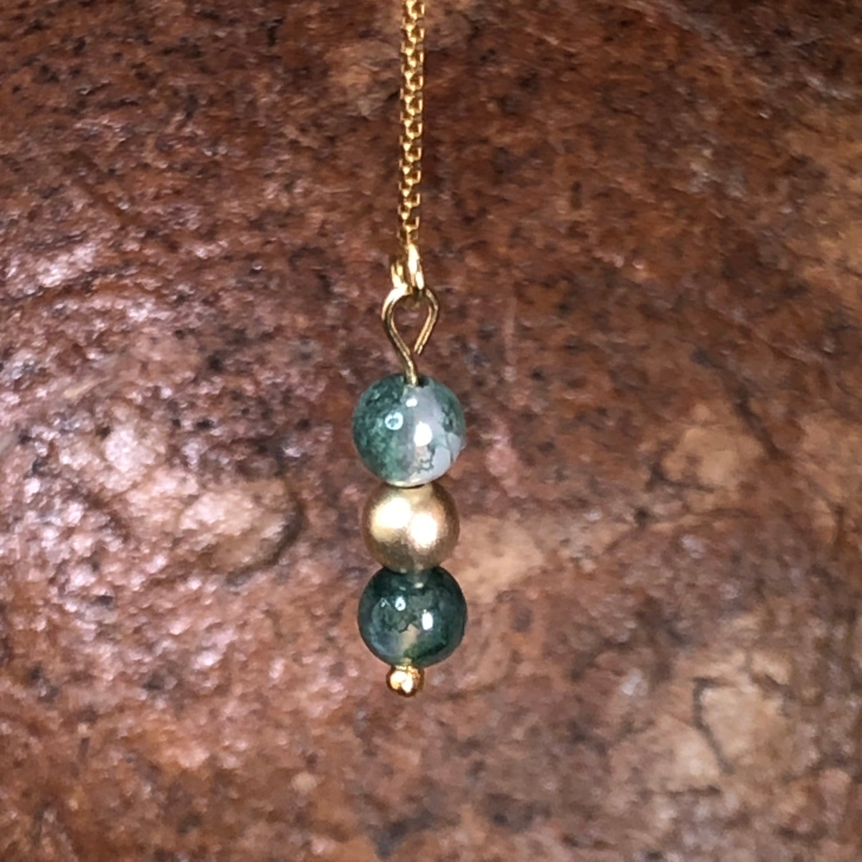Boucle d'oreille Ostara - Agate mousse - Renouveau - 3 perles