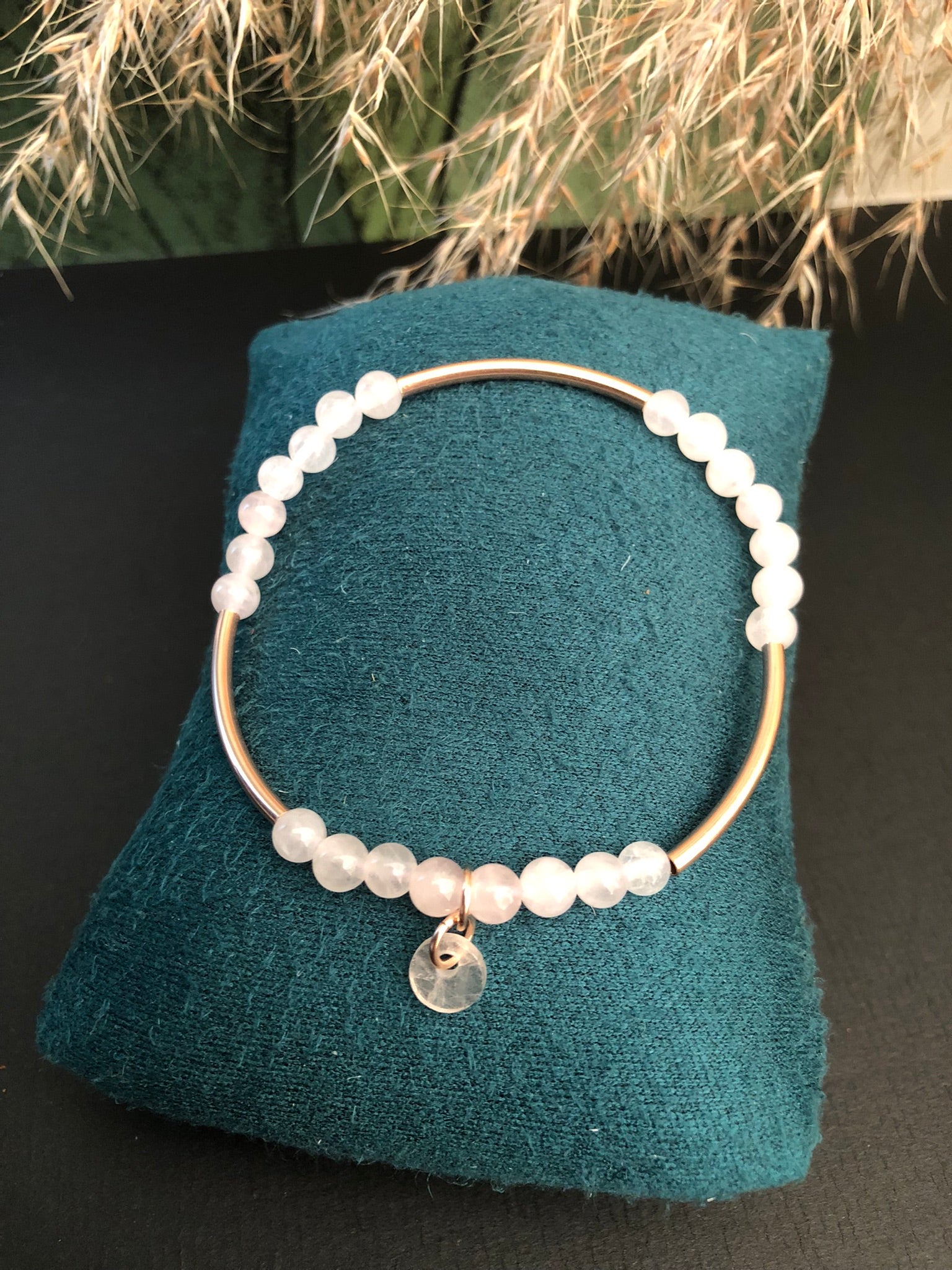 Bracelet quartz rose bijou artisanal fait main, Berkana Bijoux