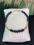 Bracelet pierre de lave noir, bijou artisanal fait main