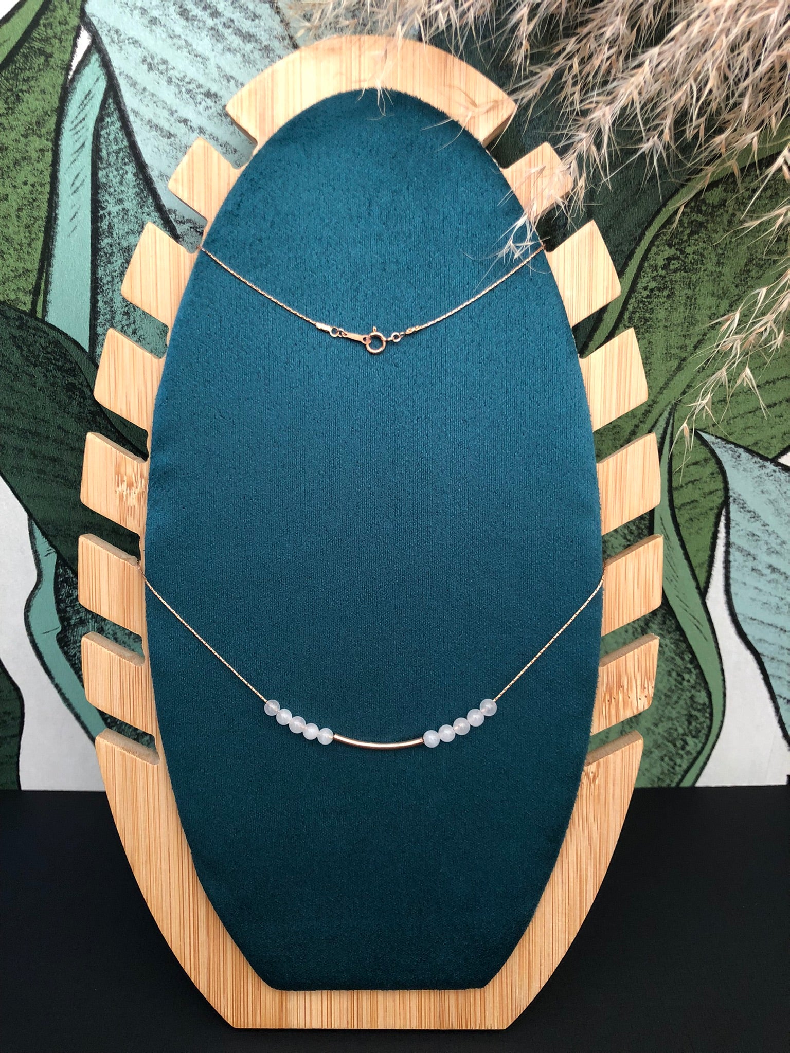 Collier Déesse Aphrodite en quartz rose, chaîne rose gold filled 14K